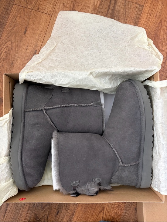 UGG Shoes - UGG Classic Short Suede Shearling Boots - Charcoal Gray